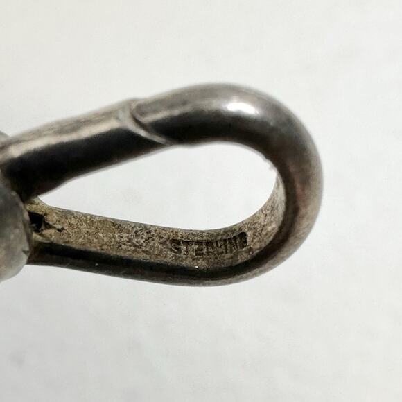 Antique English Sterling Silver Double Albert Watch Chain with 2 Dog Clips 44g - Picture 2 of 4